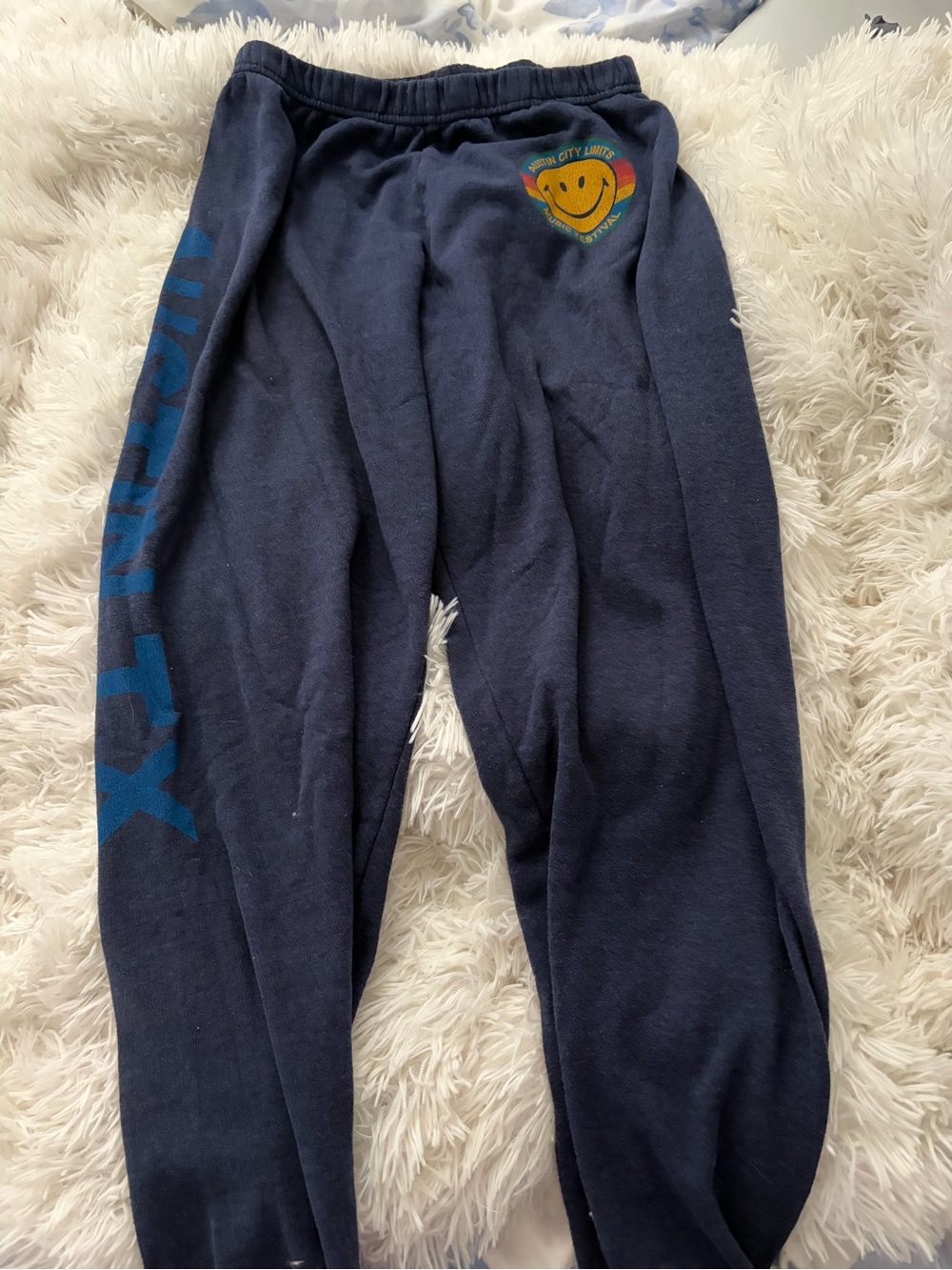 Aviator Nation Navy Sweatpants with Smiley Patch